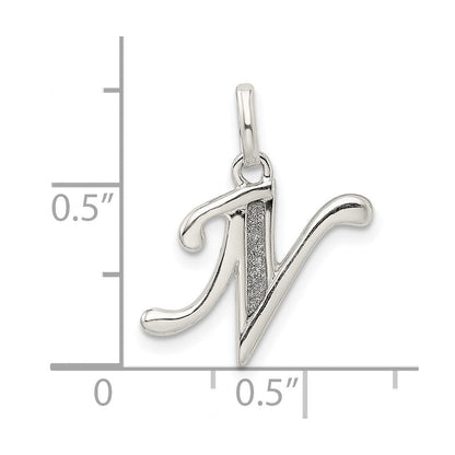 Sterlingsilber Poliert Glitzer Emaille Buchstabe N Initiale Charm