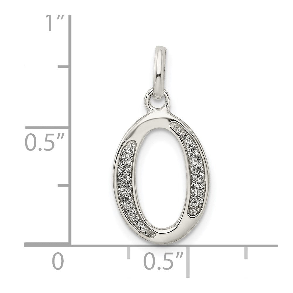 Sterlingsilber Poliert Glitzer Emaille Buchstabe O Initiale Charm