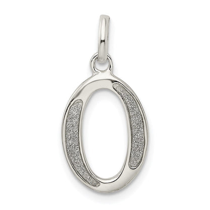 Sterlingsilber Poliert Glitzer Emaille Buchstabe O Initiale Charm