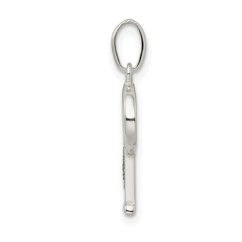 Sterlingsilber Poliert Glitzer Emaille Buchstabe P Initiale Charm