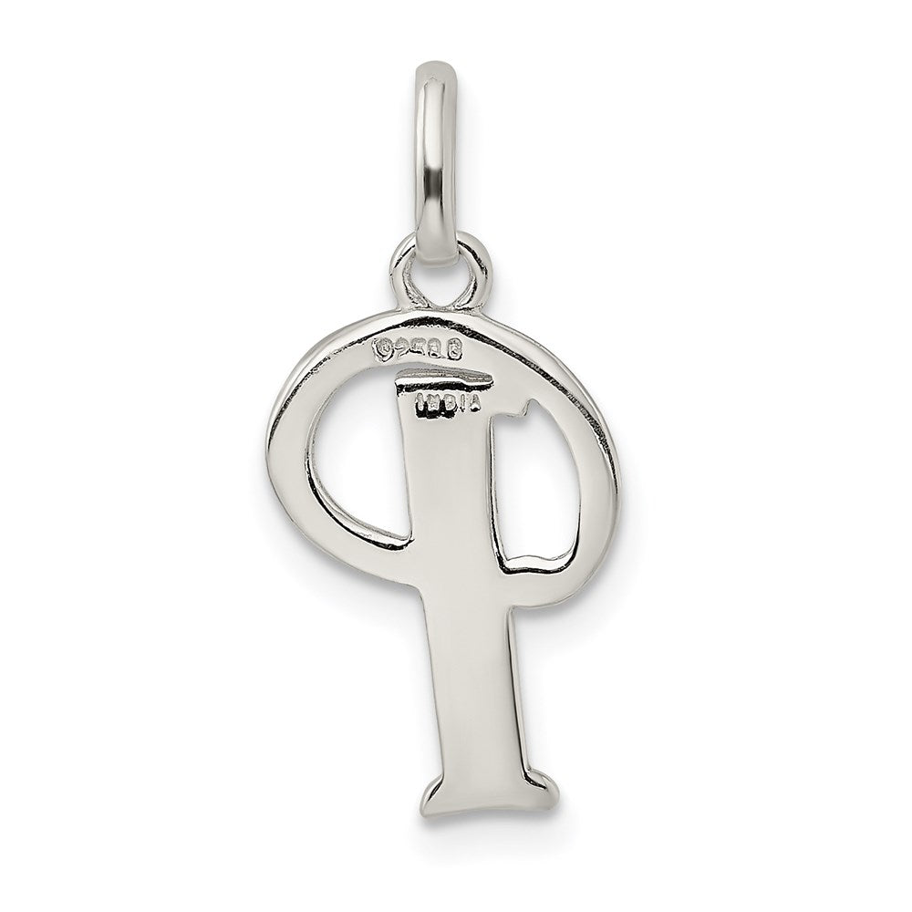 Sterlingsilber Poliert Glitzer Emaille Buchstabe P Initiale Charm