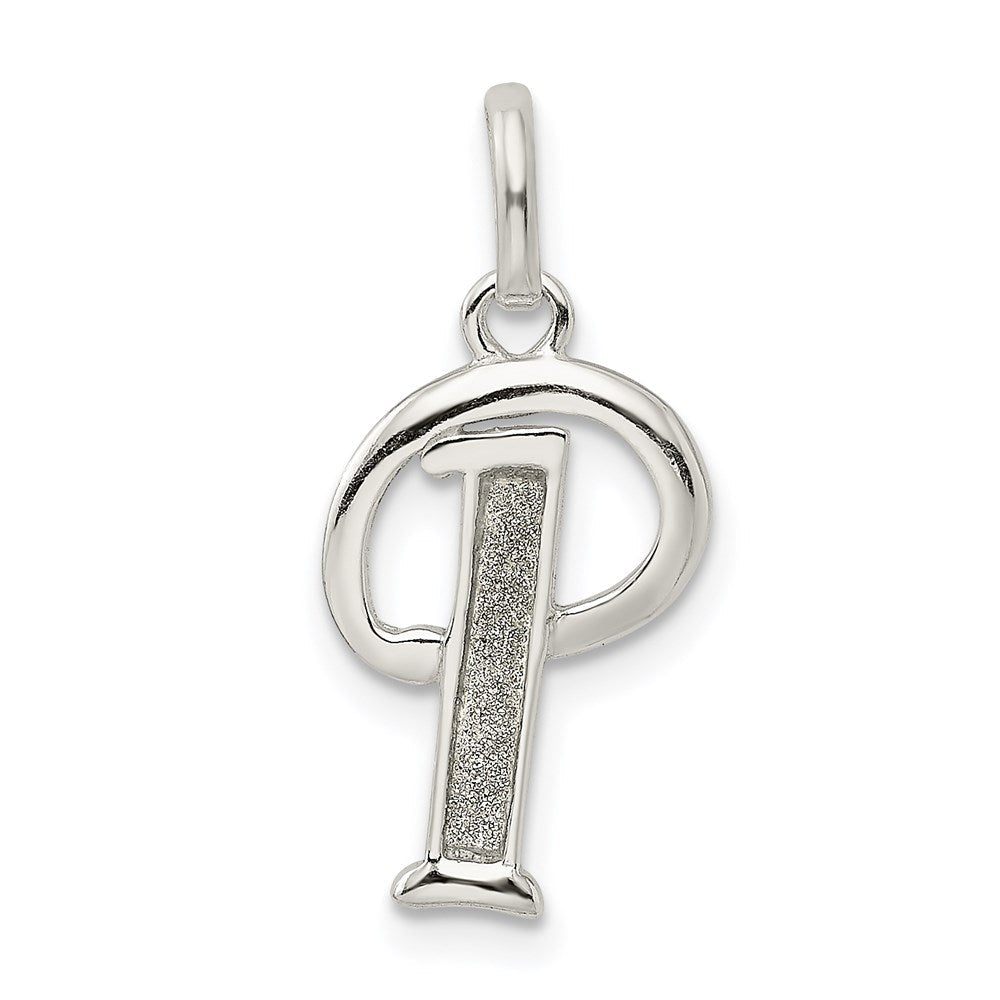 Sterlingsilber Poliert Glitzer Emaille Buchstabe P Initiale Charm