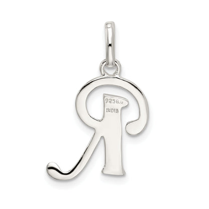 Sterlingsilber Poliert Glitzer Emaille Buchstabe R Initiale Charm