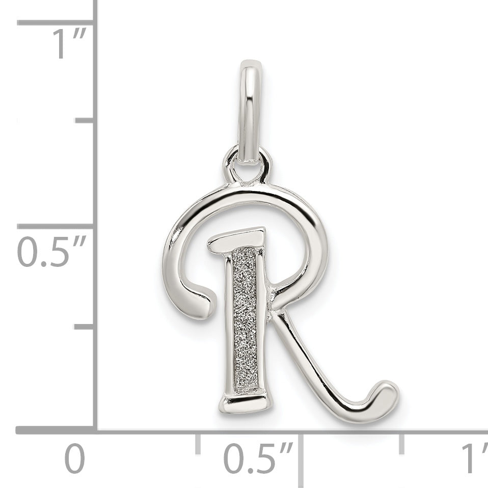 Sterlingsilber Poliert Glitzer Emaille Buchstabe R Initiale Charm