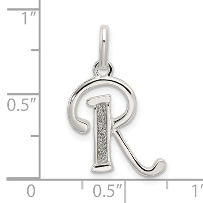 Sterlingsilber Poliert Glitzer Emaille Buchstabe R Initiale Charm