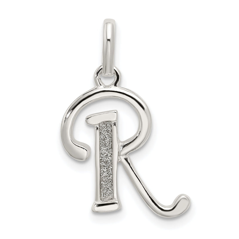Sterlingsilber Poliert Glitzer Emaille Buchstabe R Initiale Charm