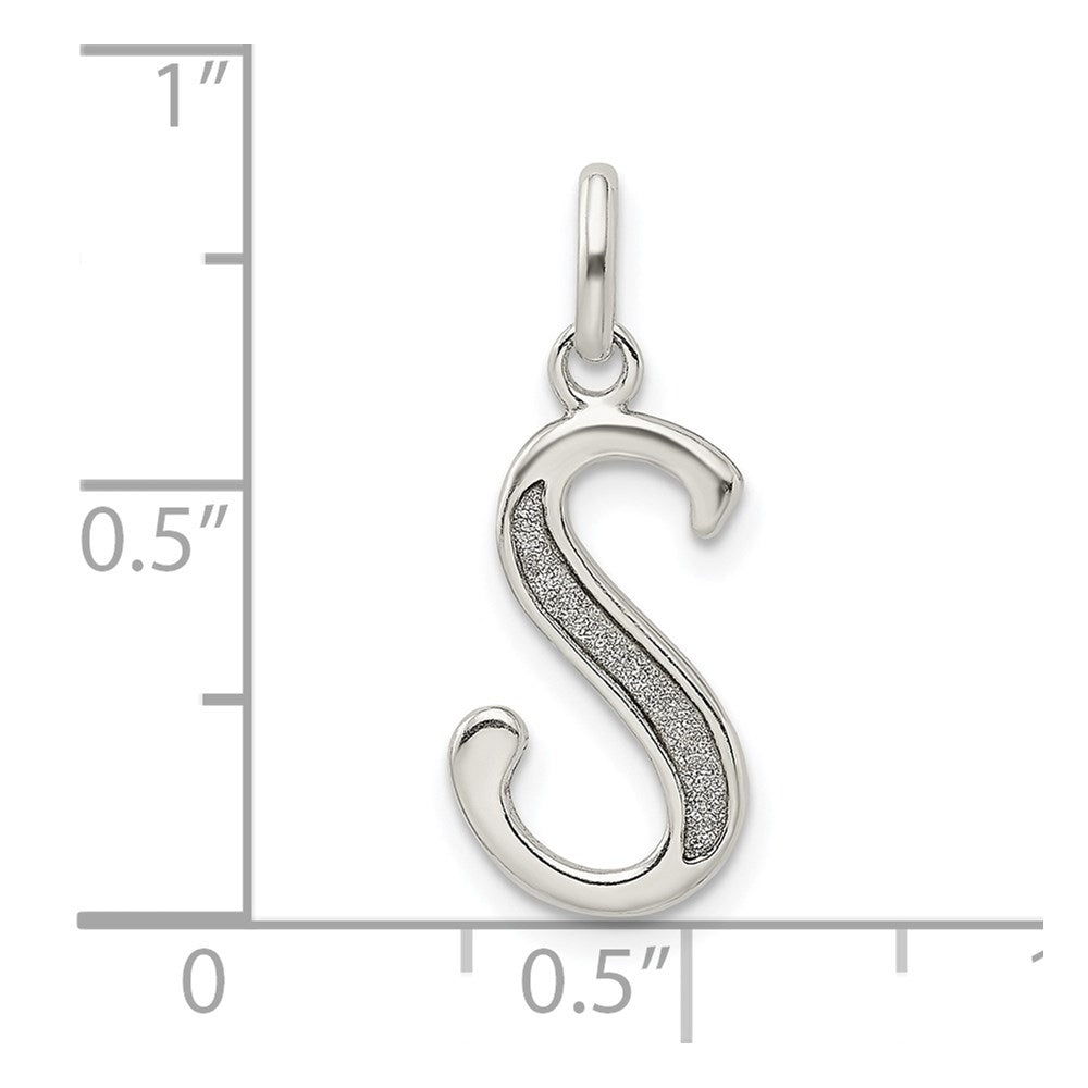 Sterlingsilber Poliert Glitzer Emaille Buchstabe S Initiale Charm