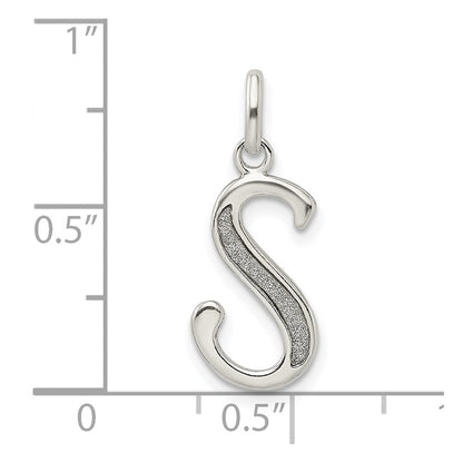 Sterlingsilber Poliert Glitzer Emaille Buchstabe S Initiale Charm