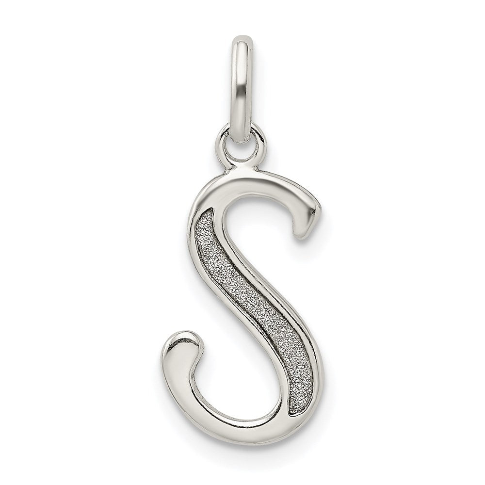 Sterlingsilber Poliert Glitzer Emaille Buchstabe S Initiale Charm