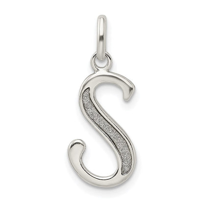 Sterlingsilber Poliert Glitzer Emaille Buchstabe S Initiale Charm