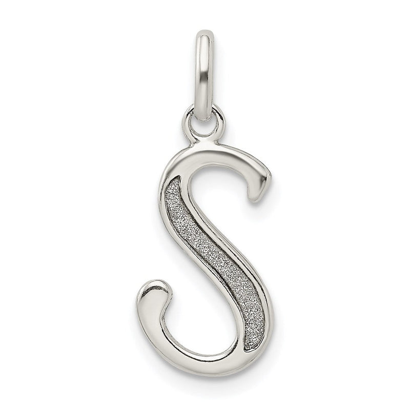 Sterlingsilber Poliert Glitzer Emaille Buchstabe S Initiale Charm