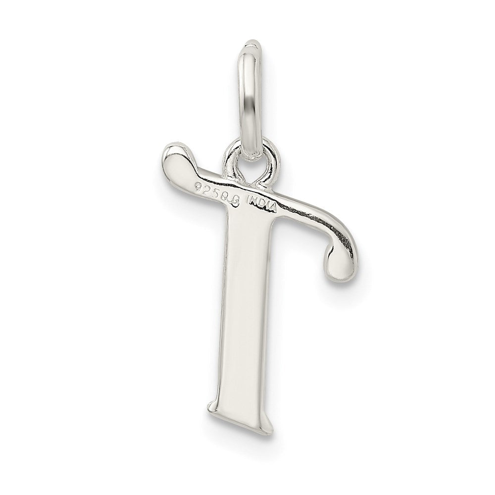 Sterlingsilber Poliert Glitzer Emaille Buchstabe T Initiale Charm
