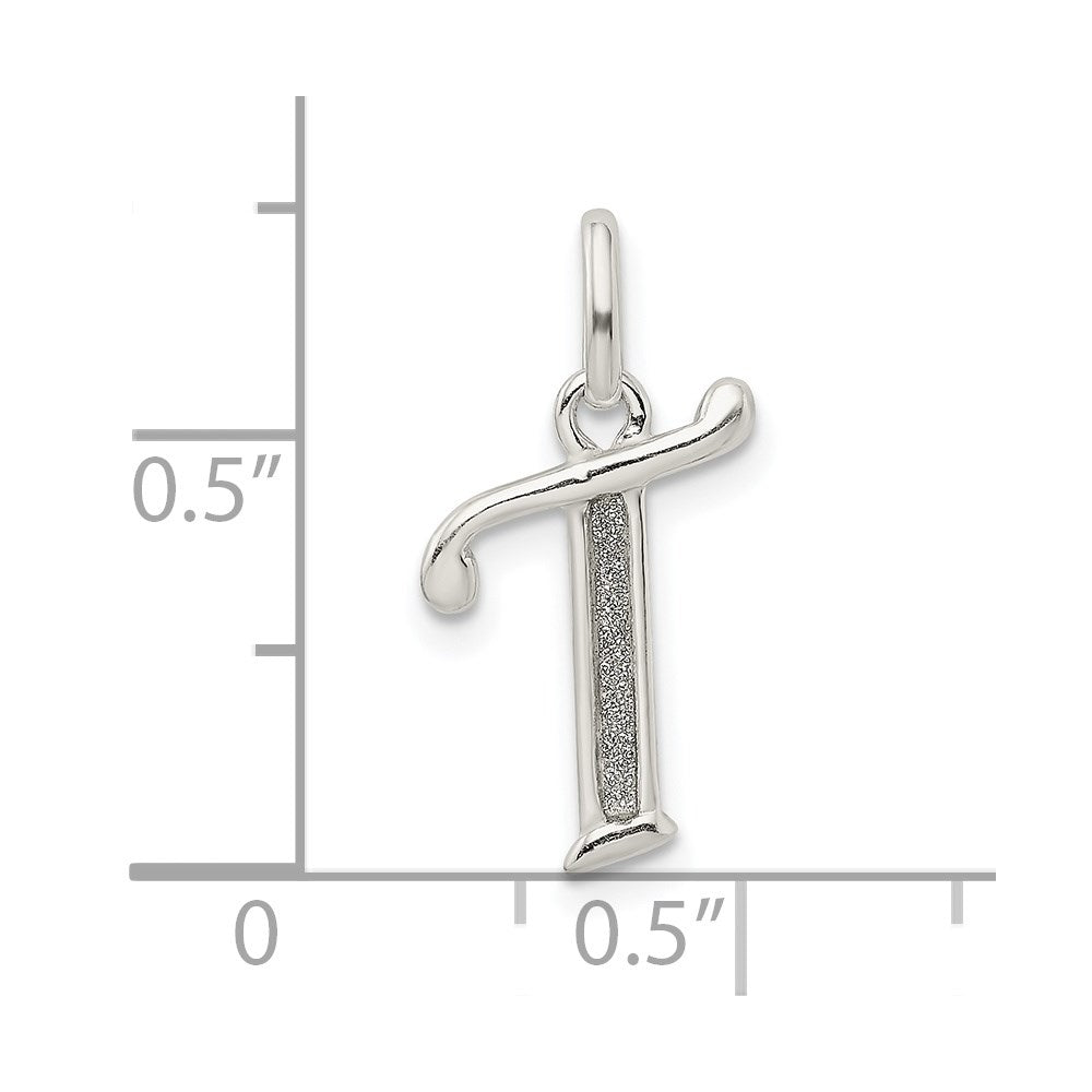 Sterlingsilber Poliert Glitzer Emaille Buchstabe T Initiale Charm
