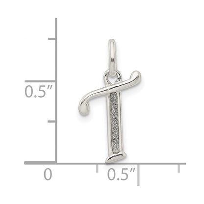 Sterlingsilber Poliert Glitzer Emaille Buchstabe T Initiale Charm