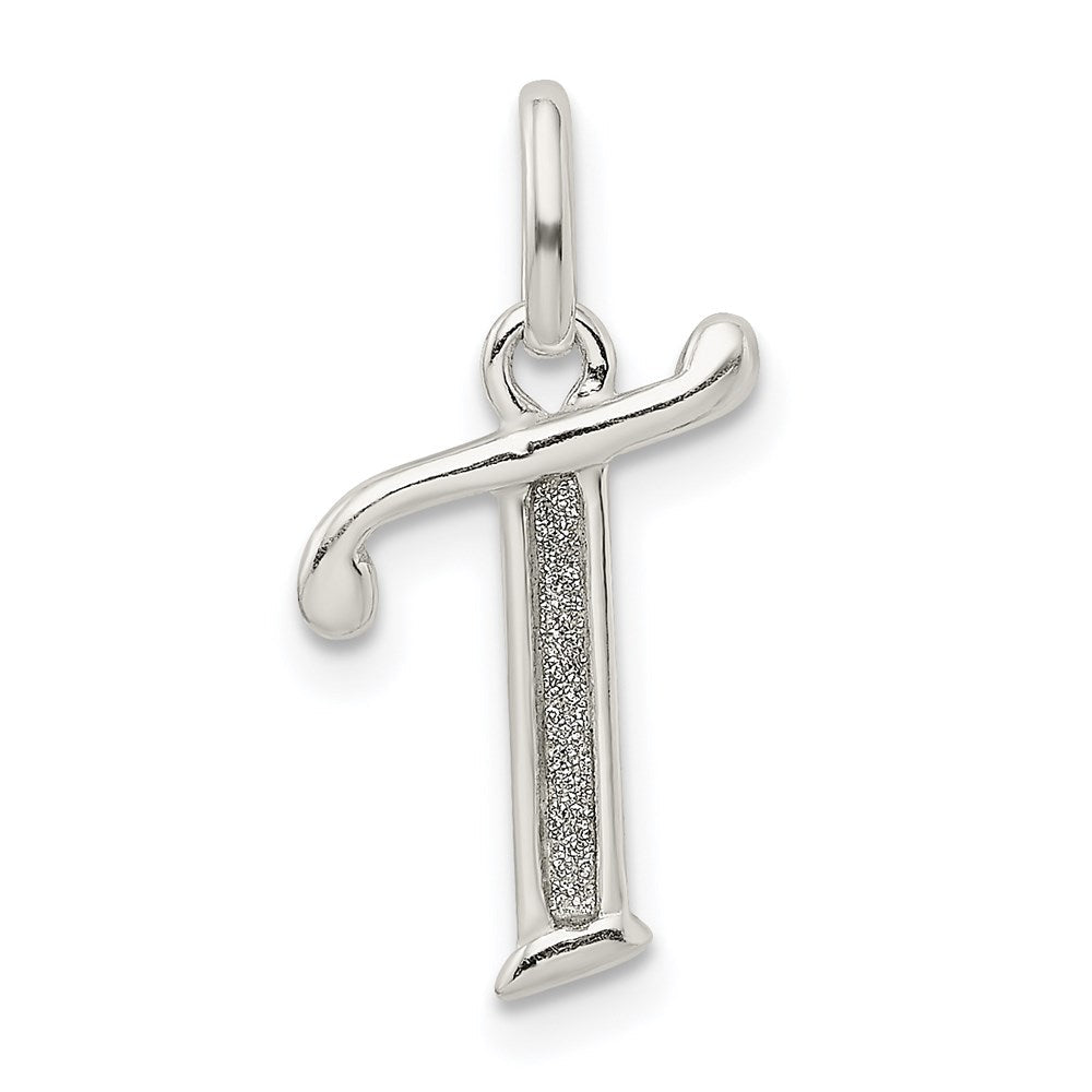 Sterlingsilber Poliert Glitzer Emaille Buchstabe T Initiale Charm