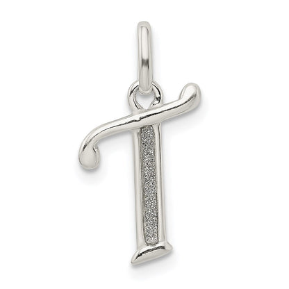 Sterlingsilber Poliert Glitzer Emaille Buchstabe T Initiale Charm
