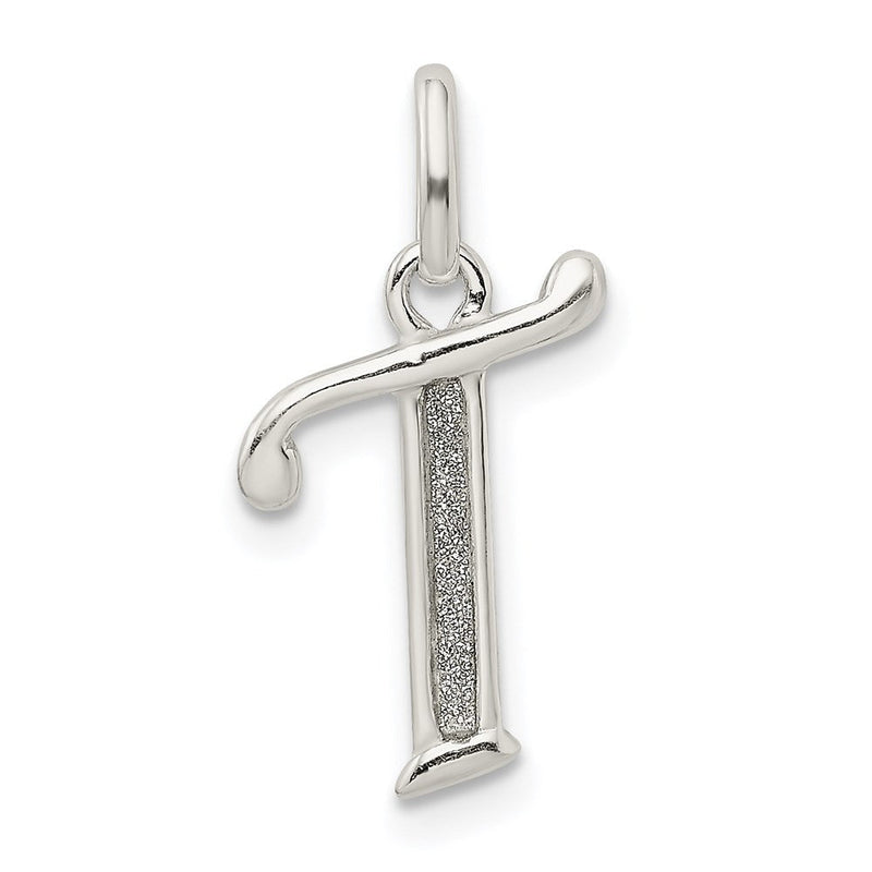 Sterlingsilber Poliert Glitzer Emaille Buchstabe T Initiale Charm
