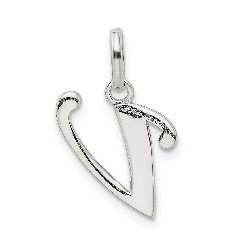Sterlingsilber Poliert Glitzer Emaille Buchstabe V Initiale Charm