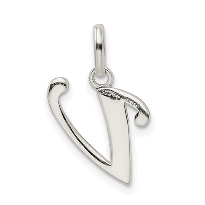 Sterlingsilber Poliert Glitzer Emaille Buchstabe V Initiale Charm