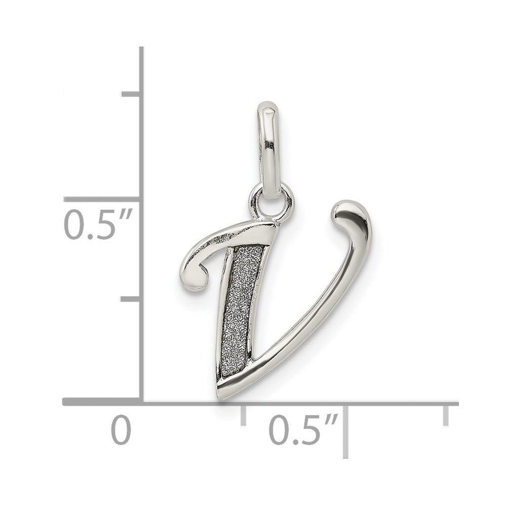Sterlingsilber Poliert Glitzer Emaille Buchstabe V Initiale Charm