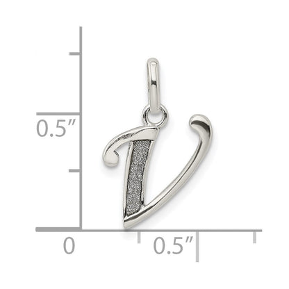 Sterlingsilber Poliert Glitzer Emaille Buchstabe V Initiale Charm