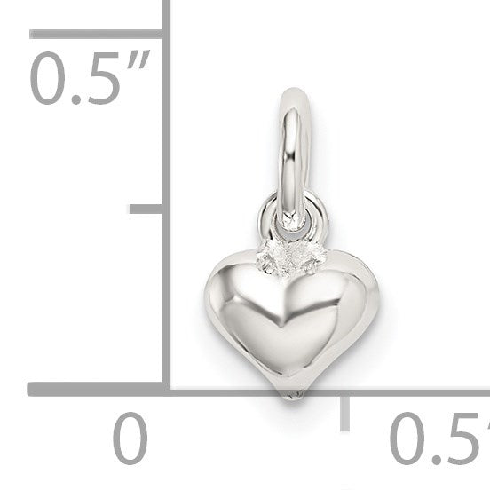 Sterlingsilber Poliert Gewölbt Herz Charm