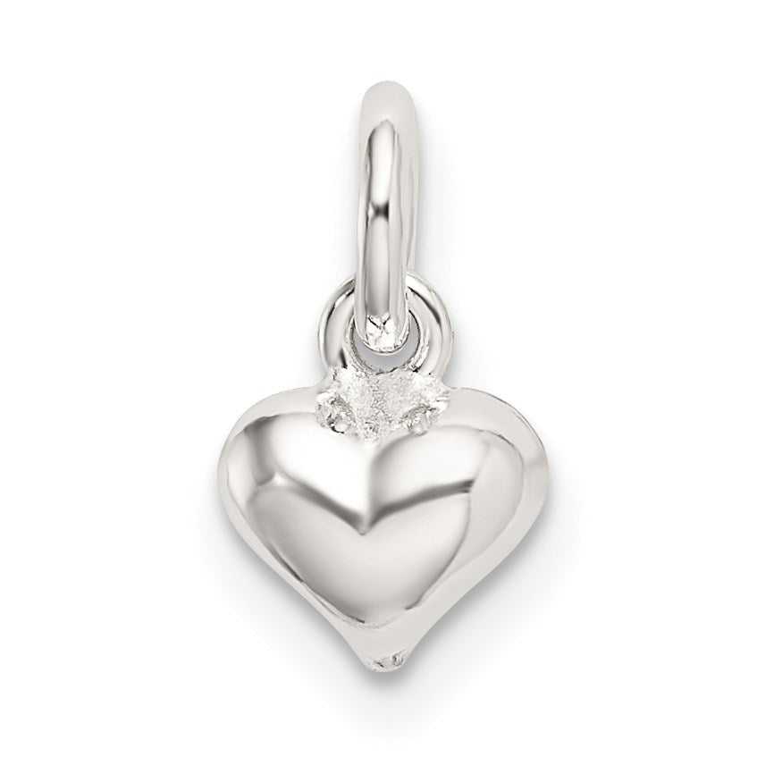 Sterlingsilber Poliert Gewölbt Herz Charm