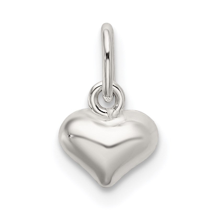 Sterlingsilber Poliert Gewölbt Herz Charm