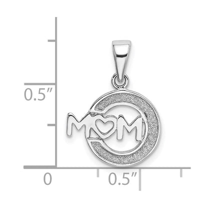 Sterlingsilber Rhodiniert Emaille Glitzer Stoff Mama Anhänger