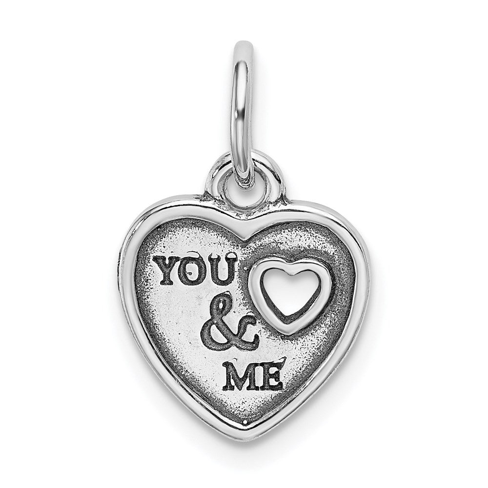 Sterlingsilber Rhodiniert Oxidiert You und Me Anhänger
