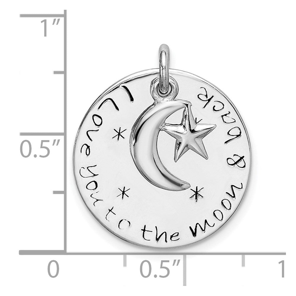 Sterlingsilber Rhodiniert Liebe You To Mond & Rückseite Anhänger