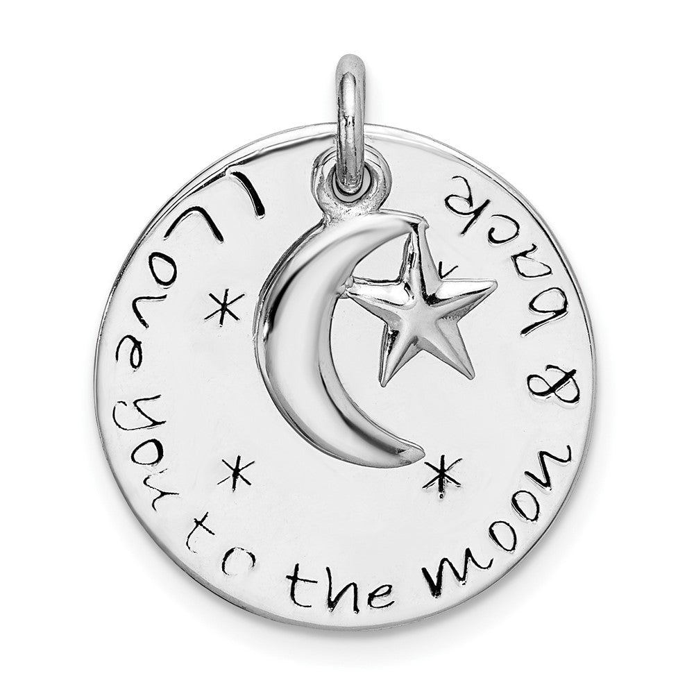 Sterlingsilber Rhodiniert Liebe You To Mond & Rückseite Anhänger