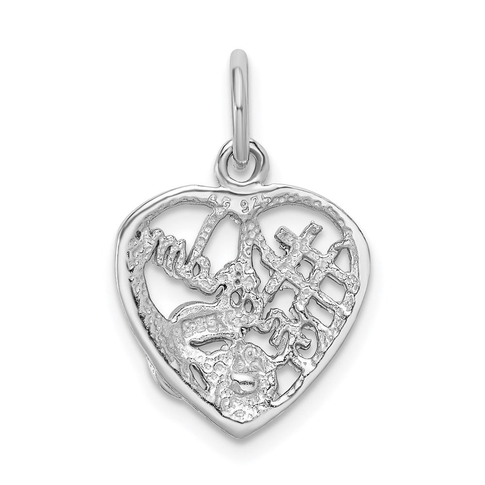 Sterlingsilber Rhodiniert Rosa & Weiß Zirkonia #1 Oma Anhänger
