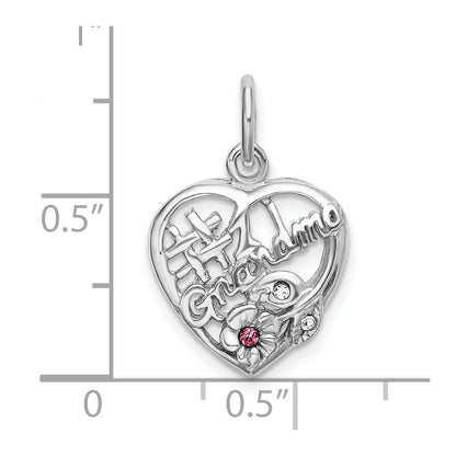 Sterlingsilber Rhodiniert Rosa & Weiß Zirkonia #1 Oma Anhänger