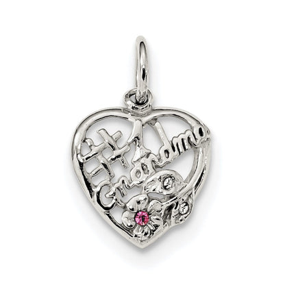 Sterlingsilber Rhodiniert Rosa & Weiß Zirkonia #1 Oma Anhänger