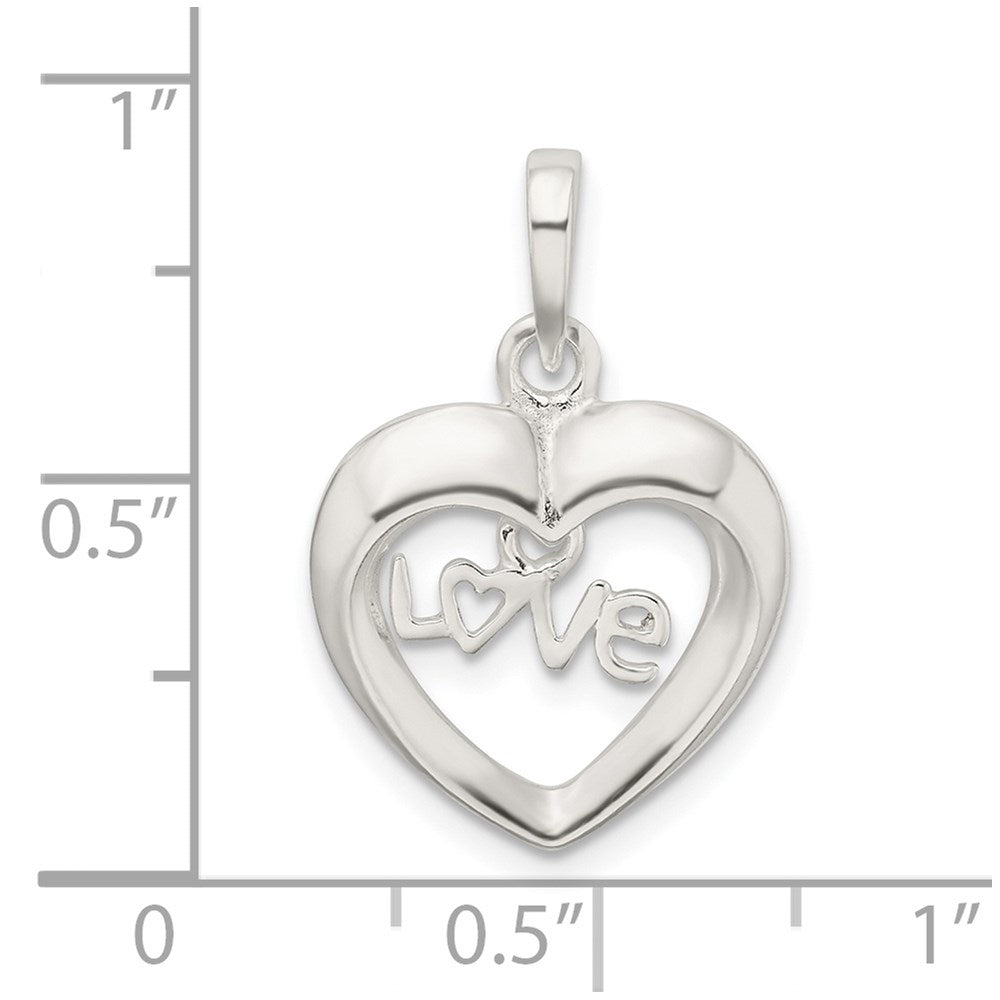 Sterlingsilber Poliert Liebe Herz Anhänger