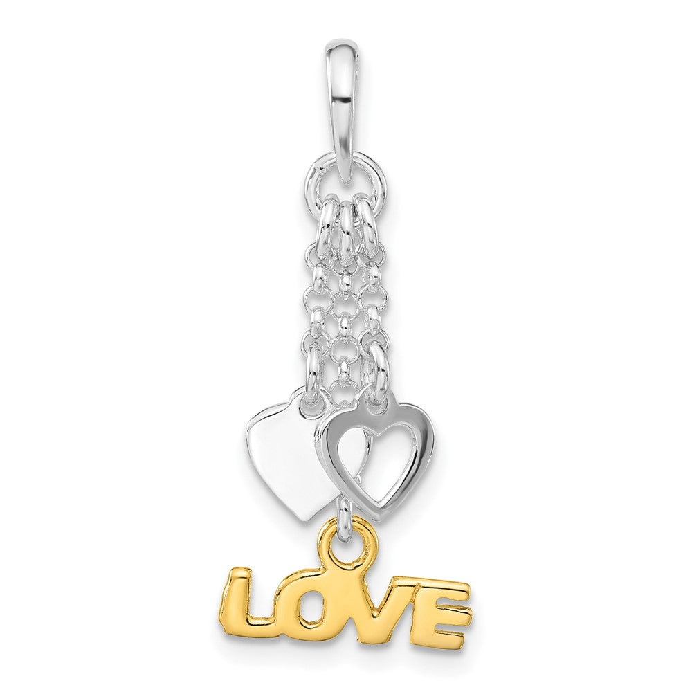 Sterlingsilber & Goldfarben Liebe und Herzen Hängend Anhänger