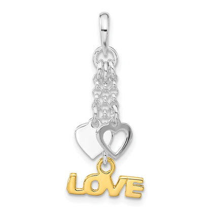 Sterlingsilber & Goldfarben Liebe und Herzen Hängend Anhänger