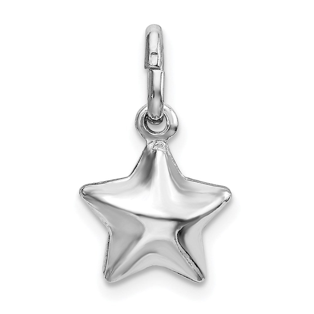 Sterlingsilber Rhodiniert Poliert Gewölbt Stern Charm