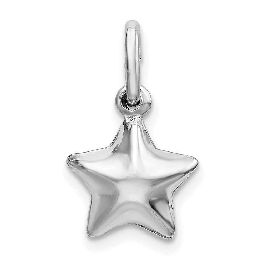 Sterlingsilber Rhodiniert Poliert Gewölbt Stern Charm