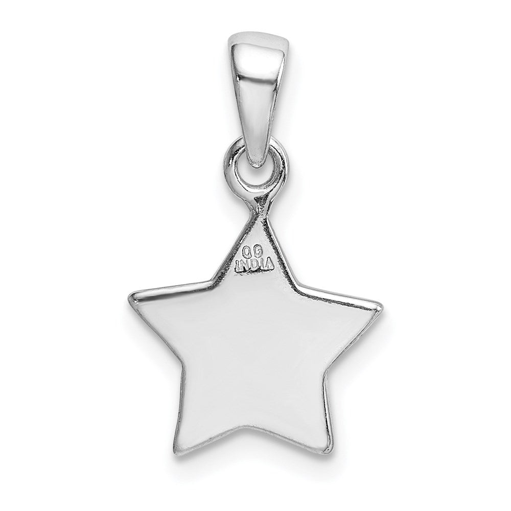 Sterlingsilber Rhodiniert Glitzer Emaille Stoff Stern Anhänger
