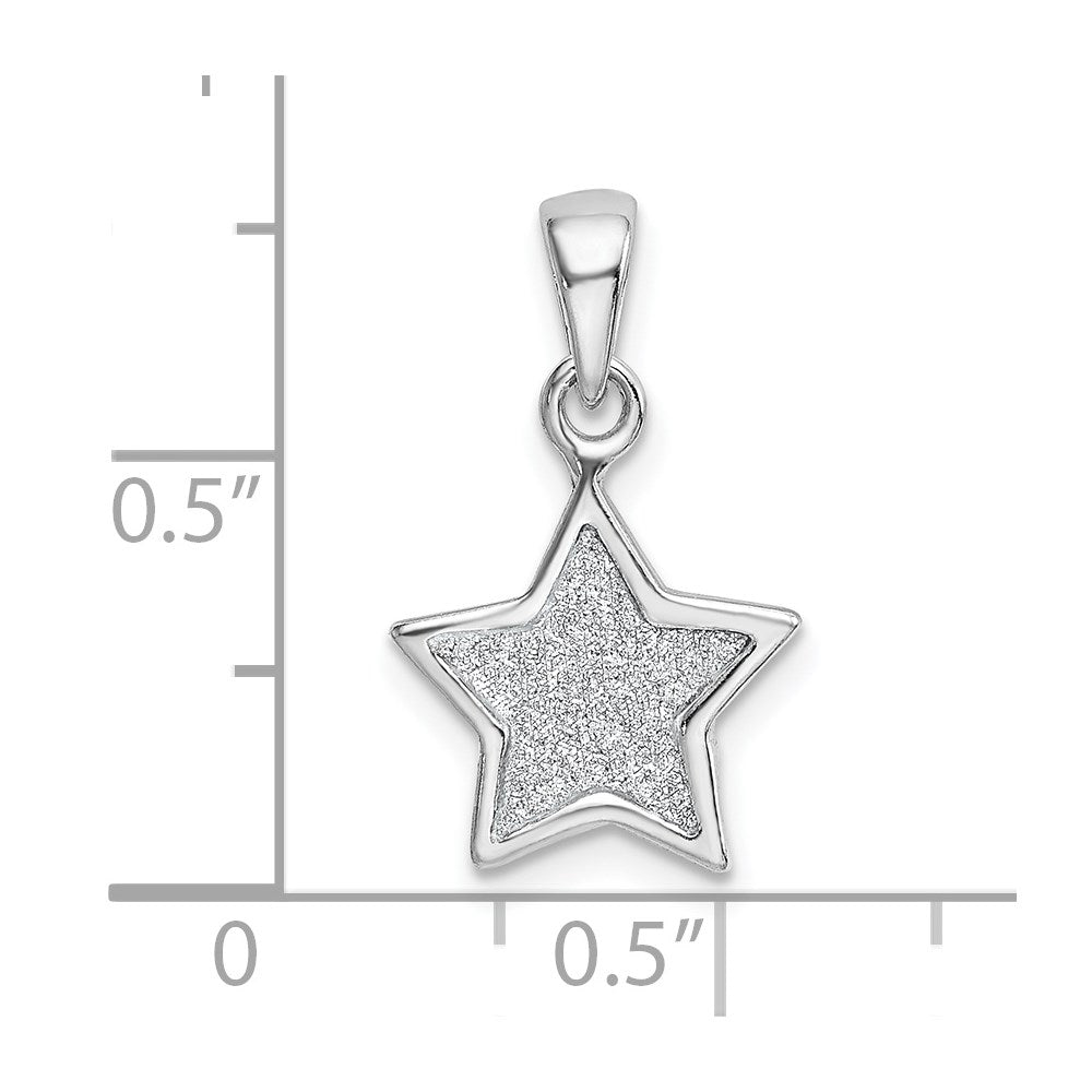 Sterlingsilber Rhodiniert Glitzer Emaille Stoff Stern Anhänger