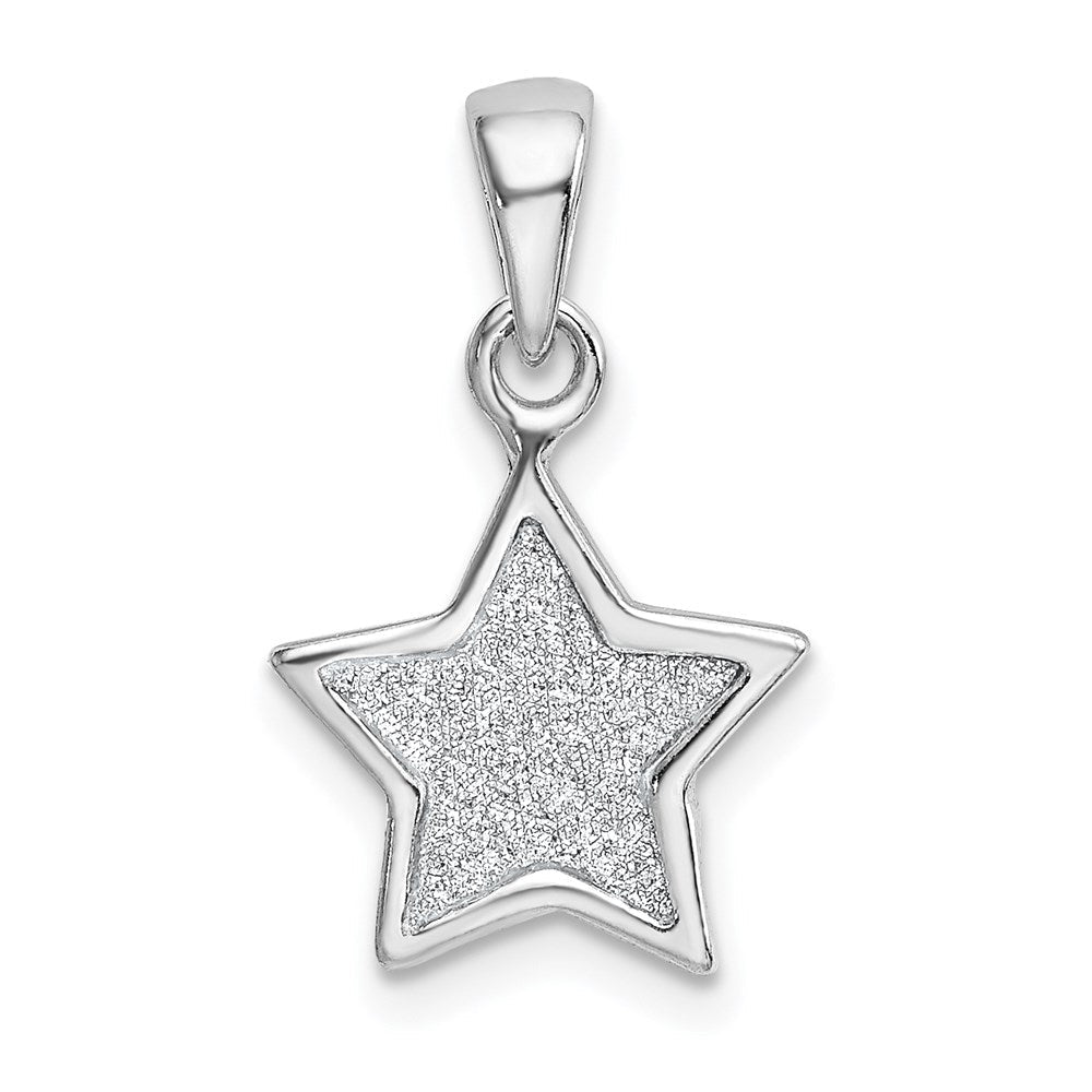 Sterlingsilber Rhodiniert Glitzer Emaille Stoff Stern Anhänger