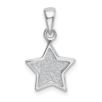 Sterlingsilber Rhodiniert Glitzer Emaille Stoff Stern Anhänger