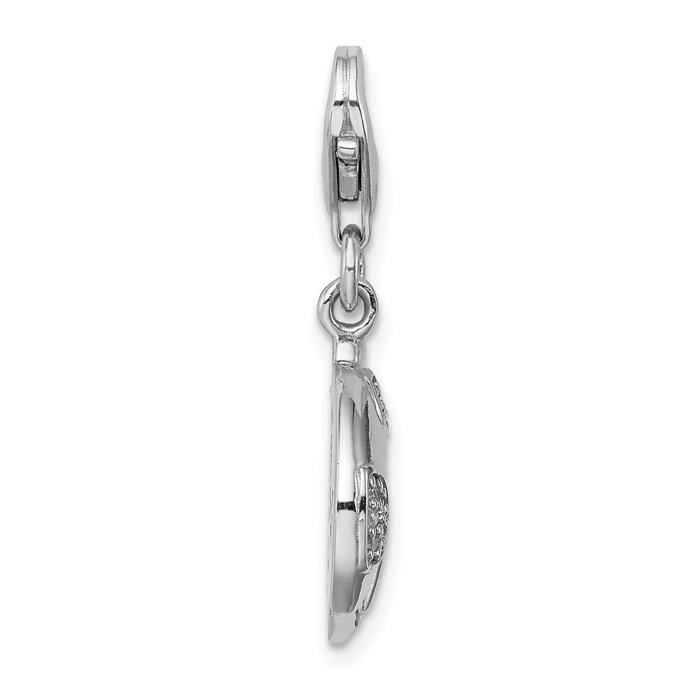 Sterlingsilber Silber Rhodiniert Zirkonia Marienkäfer mit Karabinerverschluss Charm