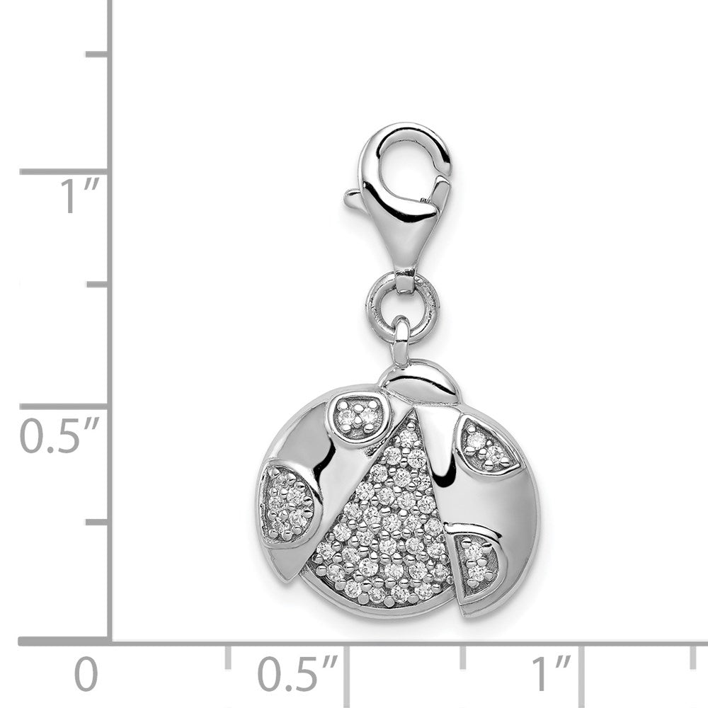 Sterlingsilber Silber Rhodiniert Zirkonia Marienkäfer mit Karabinerverschluss Charm