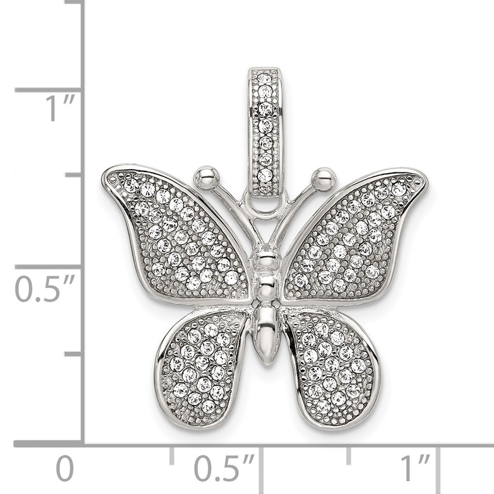 Sterlingsilber Rhodiniert Poliert Preciosa Kristall Schmetterling Anhänger
