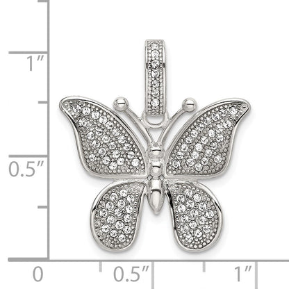 Sterlingsilber Rhodiniert Poliert Preciosa Kristall Schmetterling Anhänger