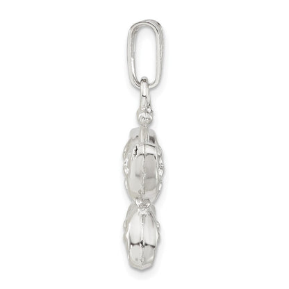 Sterlingsilber Rhodiniert Poliert Gewölbt Schmetterling Charm