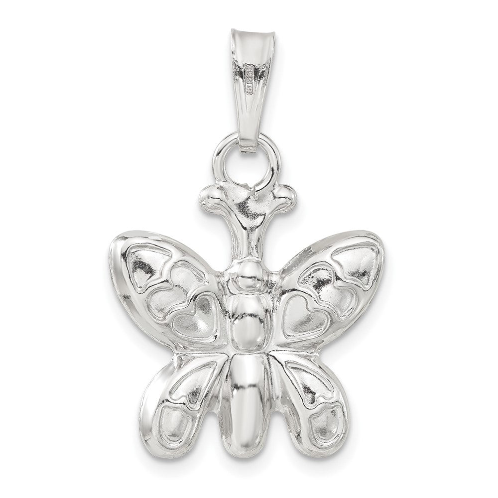 Sterlingsilber Rhodiniert Poliert Gewölbt Schmetterling Charm